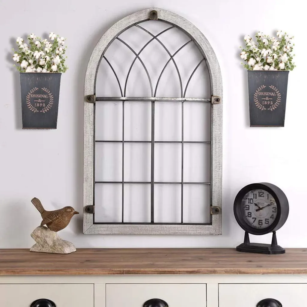 Décoration murale extérieure porte-fleurs rustique rustique - 2