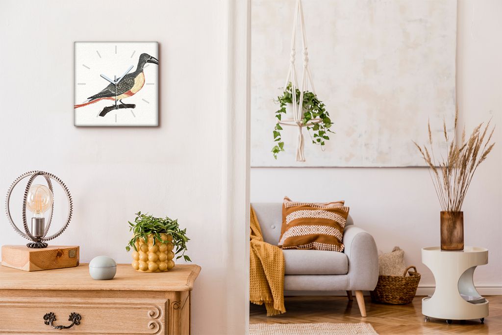 Coloray Hodiny Unikátní 30x30 cm Tiché hodiny Pro obývací pokoj a kuchyň Nástěnné hodiny Plátno Bílé ručičky hodin - Větev zvířat ...