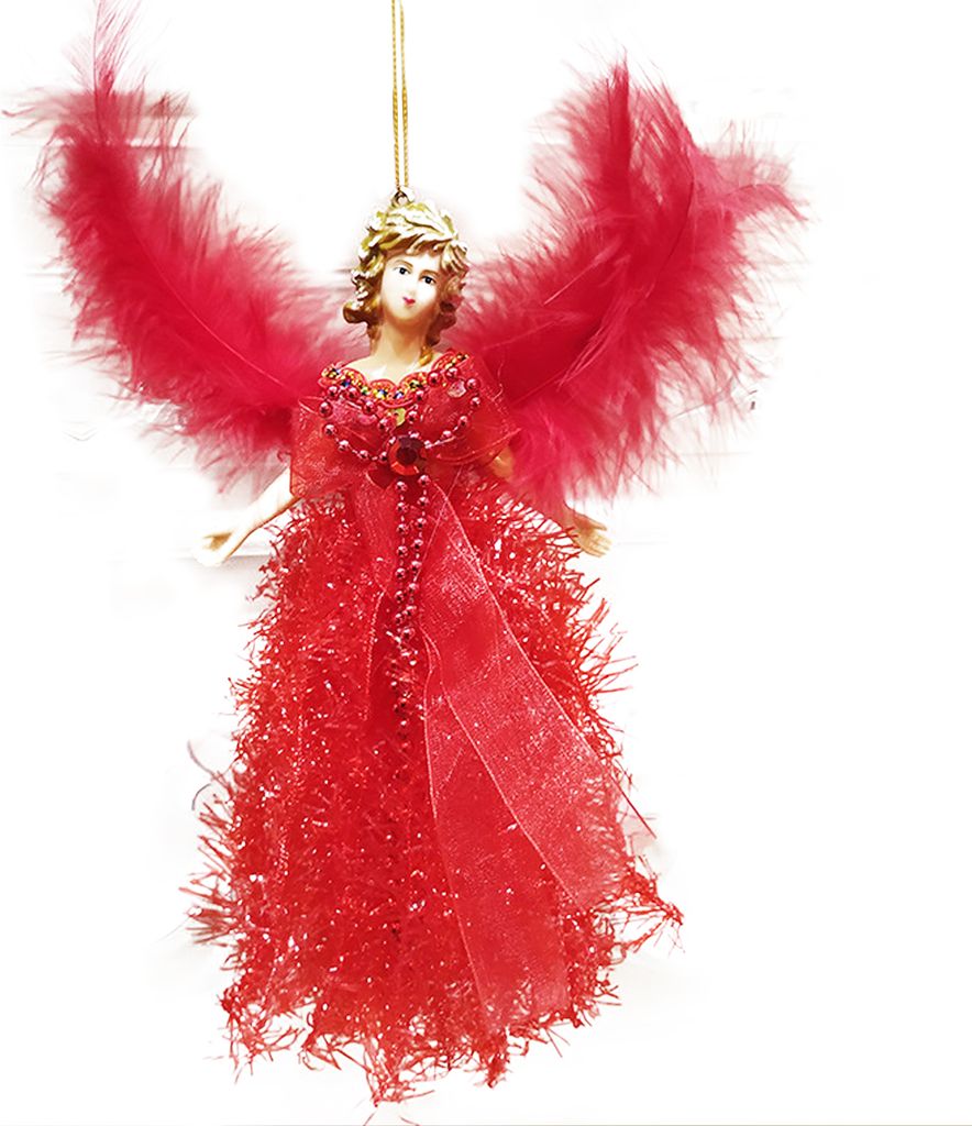 Weihnachten Plüsch Angel Doll Holiday Decoration Geschenk Schöne entzückende weiche Stoff feine Arbeit Weihnachtsverzierung-Rot