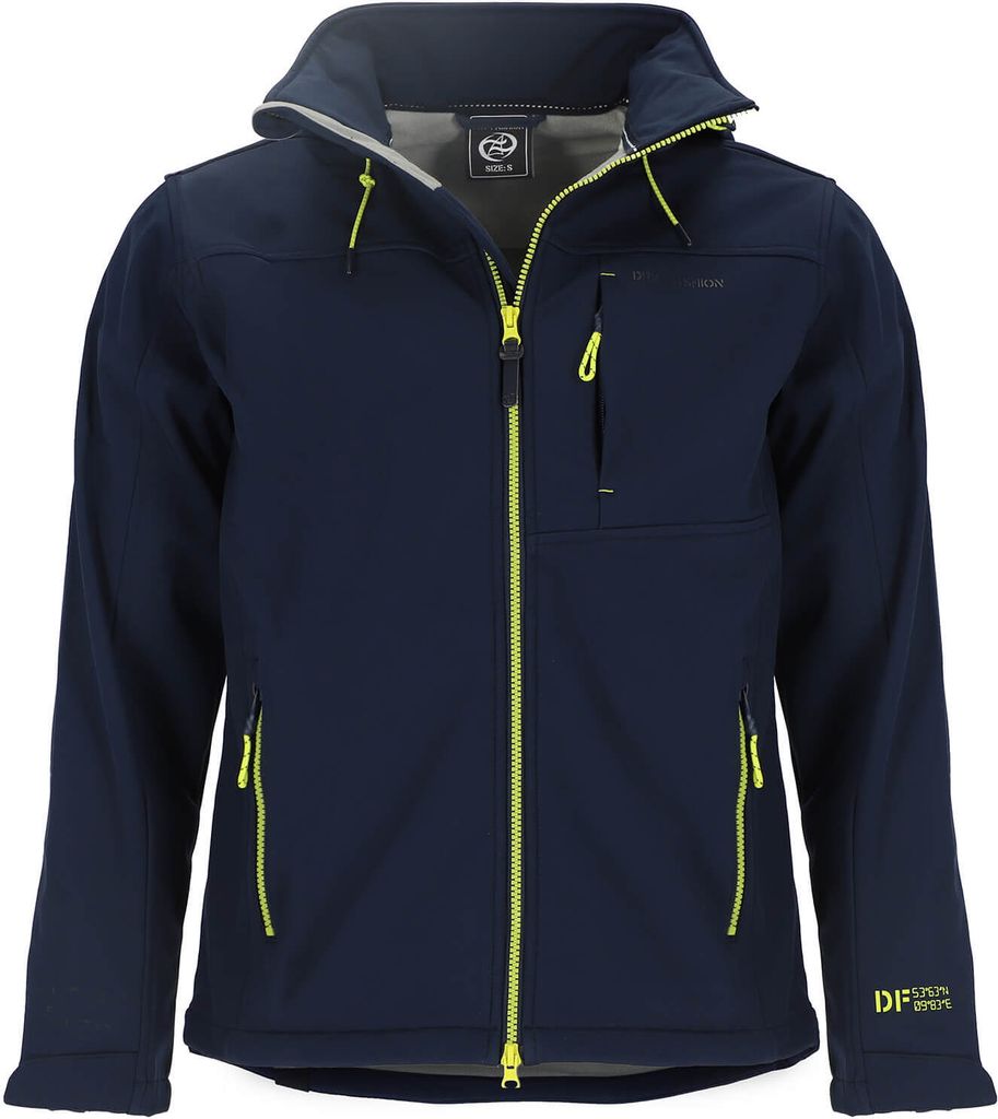 Dry Fashion Herren Softshelljacke Amrum mit Fleece-Innenfutter - Atmungsaktive Jacke mit abnehmbarer Kapuze in Navy Größe 3XL