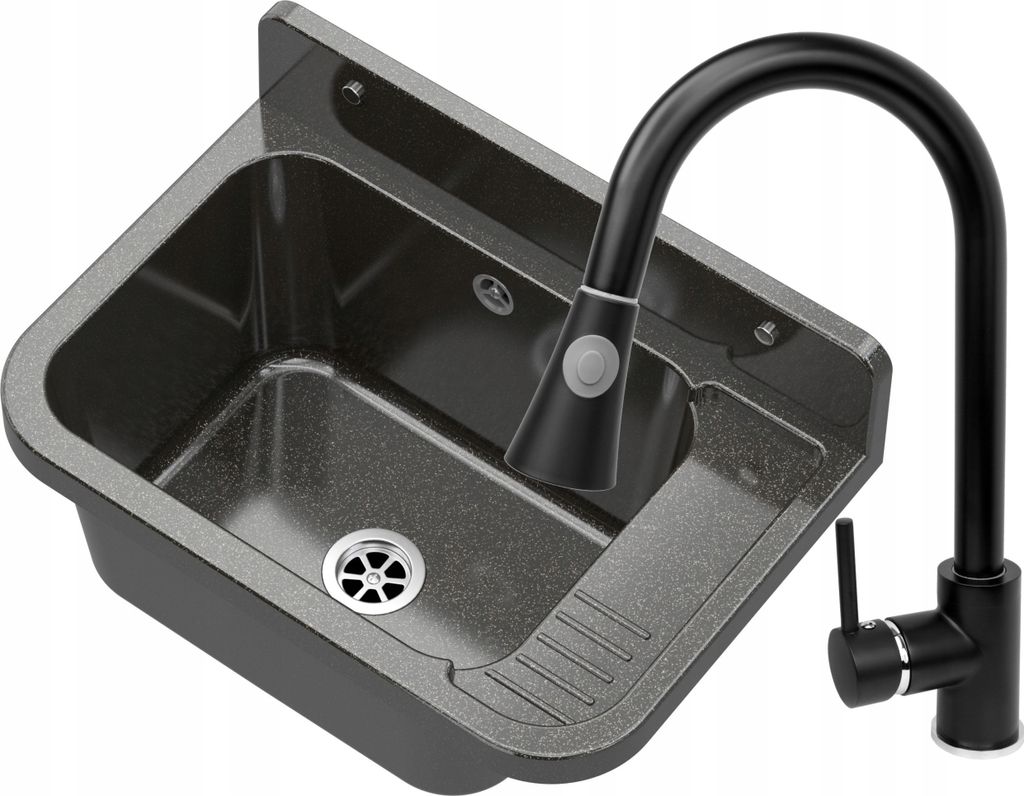 Granitan - Lavatoio - Lavandino 50x34 cm - Lavello nero - Immagine del prodotto 