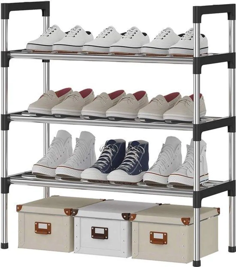 Petit meuble de rangement chaussures 3 étages, structure légère simple