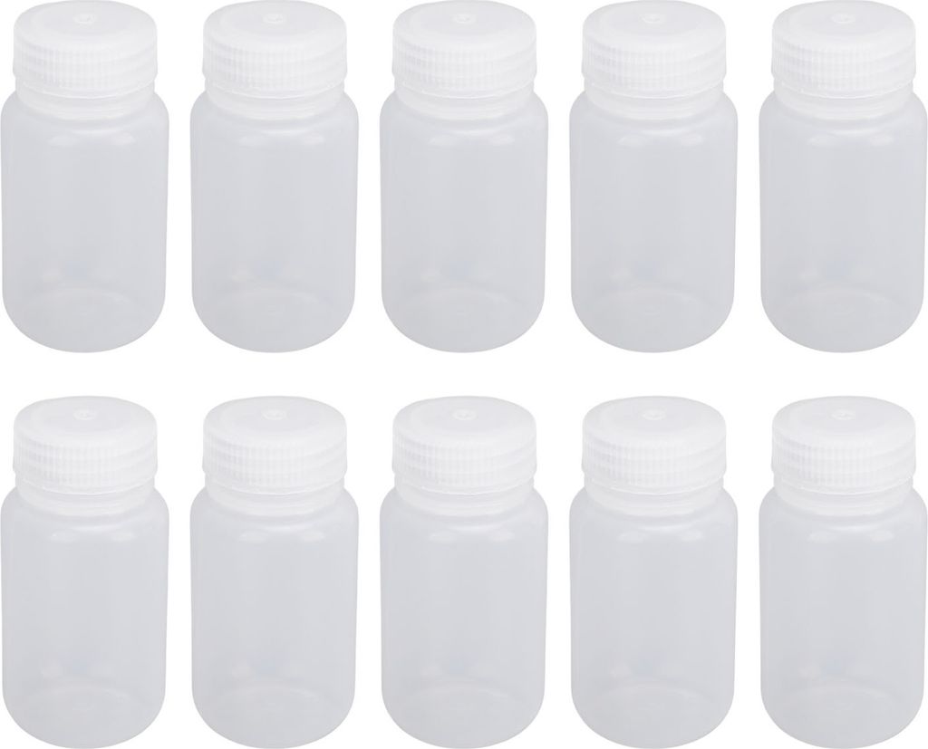 10pcs Reagenzflasche Plastik Kunststoff Labor Labor Flüssigkeit Probe Dichtungsbehälter mit Spiralabdeckung 60 ml