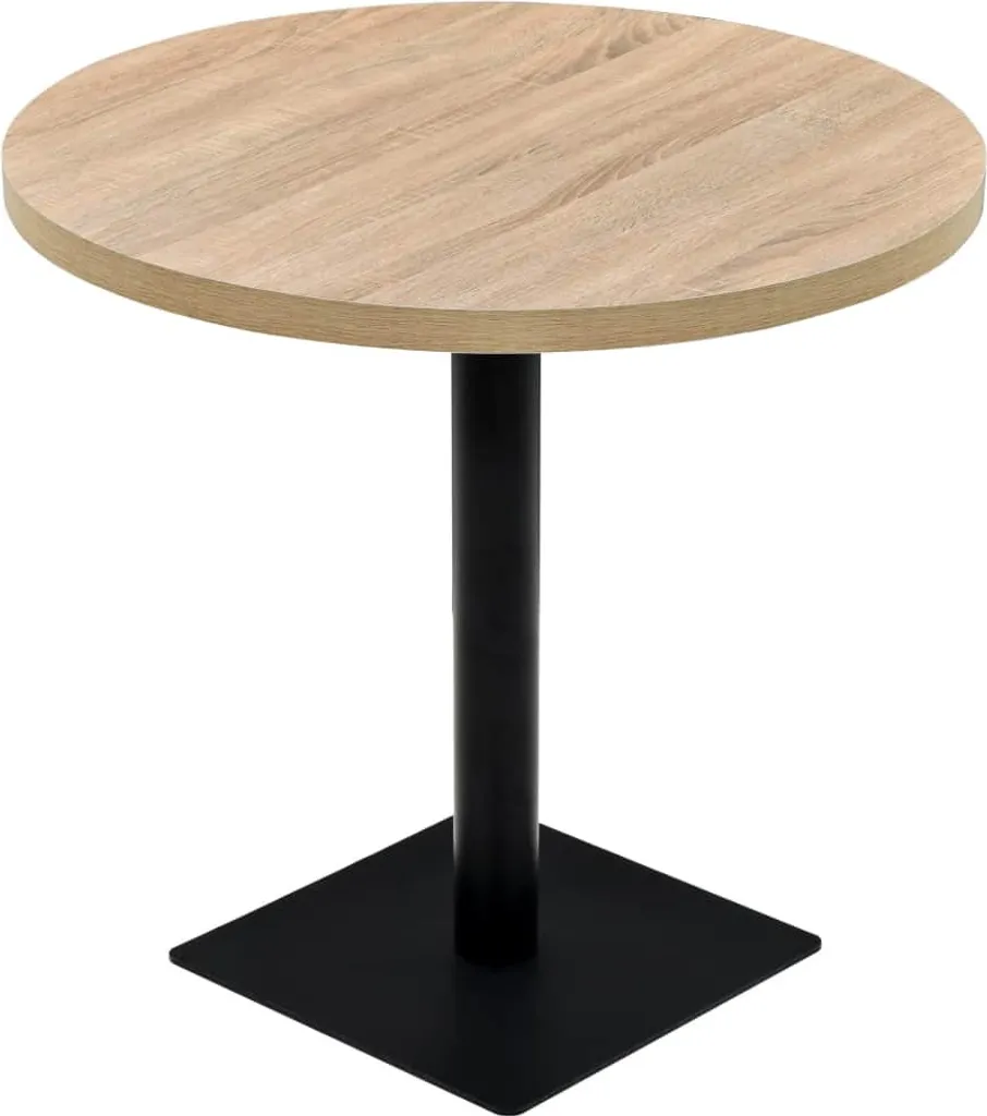 Table de bistrot ronde vidaXL 80x75 cm aspect chêne et acier robuste