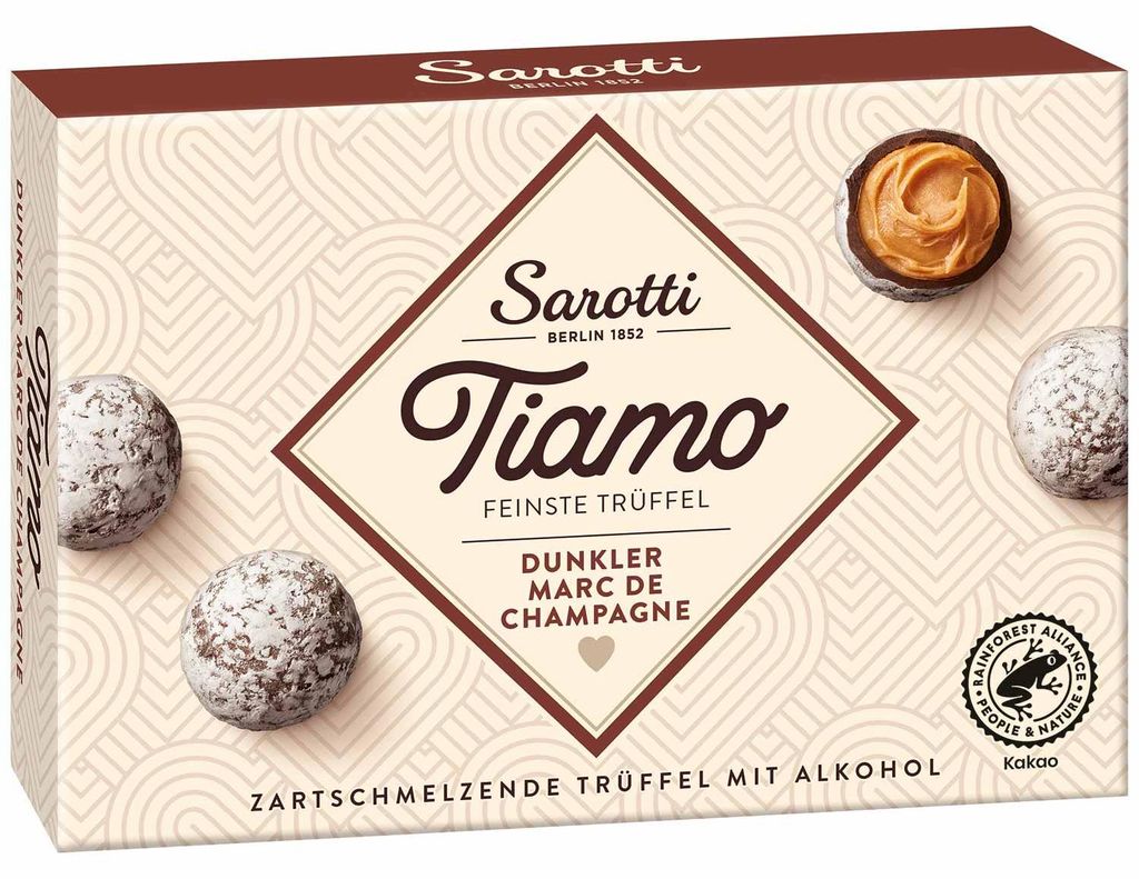 Sarotti Tiamo Feinste Trüffel Dunkler Marc de Champagne Produktbild 