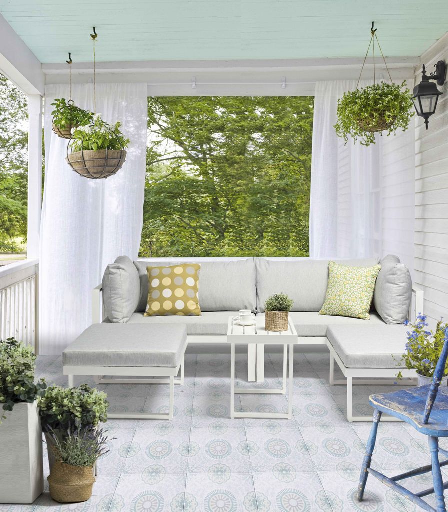 Destiny Loungeset LONG BEACH Aluminium Tisch 75x40x50 cm, hellgrau meliert