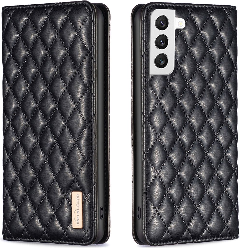 Galaxy S22 5G Hülle, Elegant Bookstyle Flip Leder Kartenfächer Schutzhülle mit Ständer für Samsung Galaxy S22 5G Schwarz