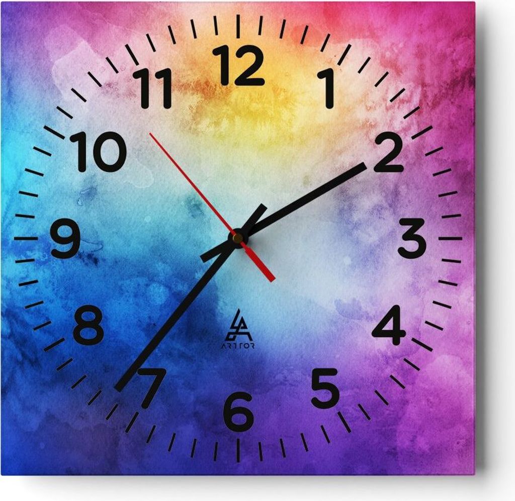 Wanduhr - Quadrat - Glasuhr - Abstraktion modern - 30x30cm - Schleichendes Uhrwerk - Lautlos - zum Aufhängen bereit - Dekoration Modern - Wanddeko...
