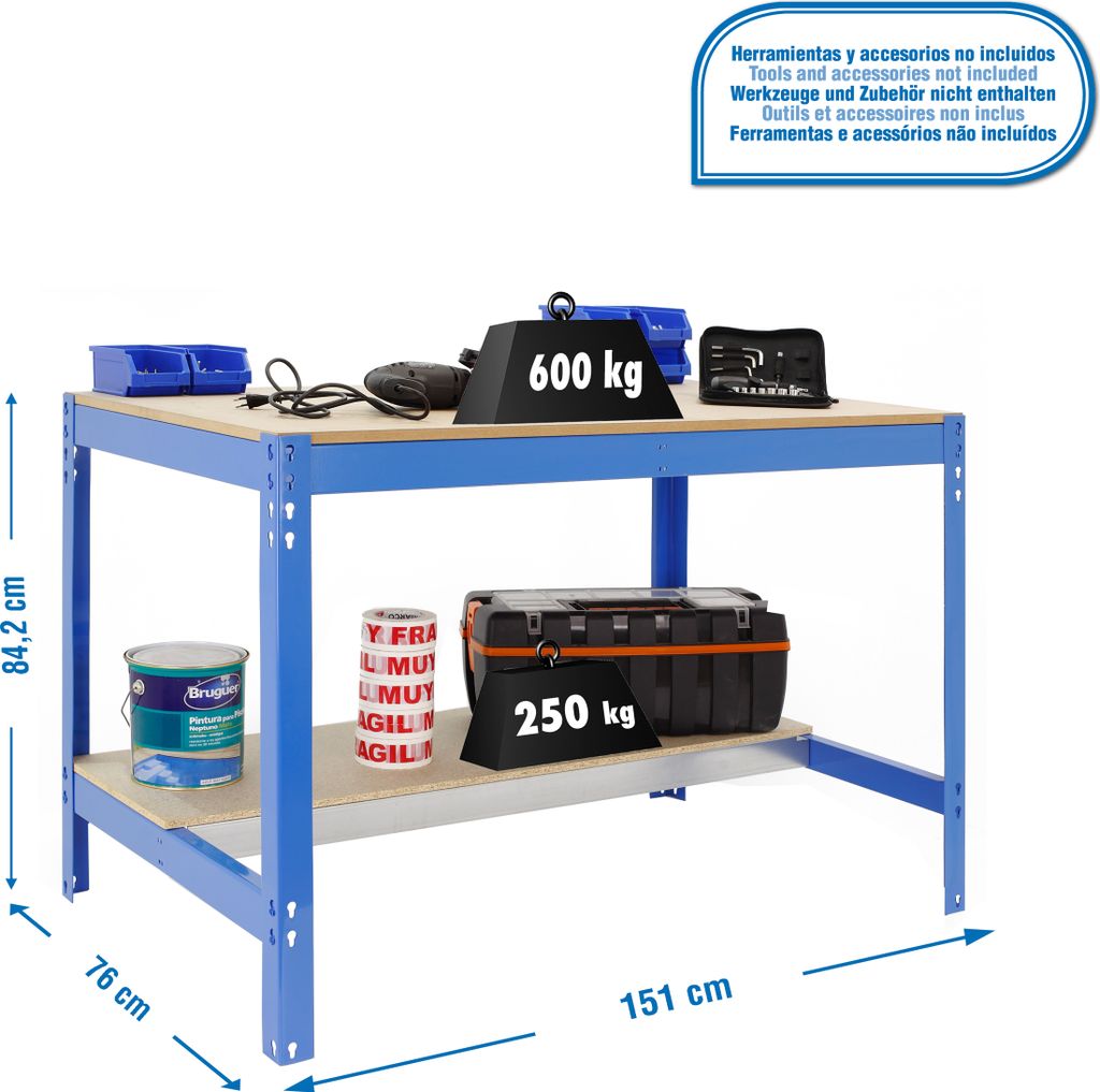 Simonrack Werkbank SIMONWORK blau 151,0 x 76,0 x 84,2 cm