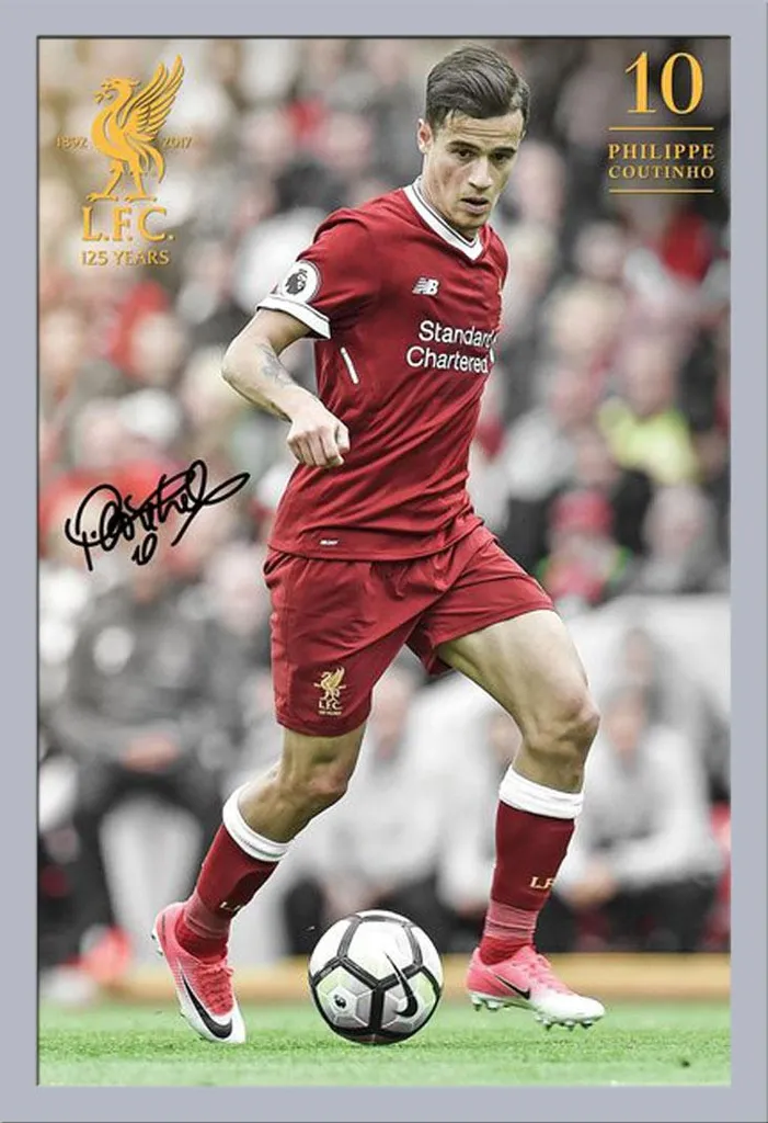 Cadre Photo Football Liverpool Coutinho 17/18 Argent Maxi Shinsuke