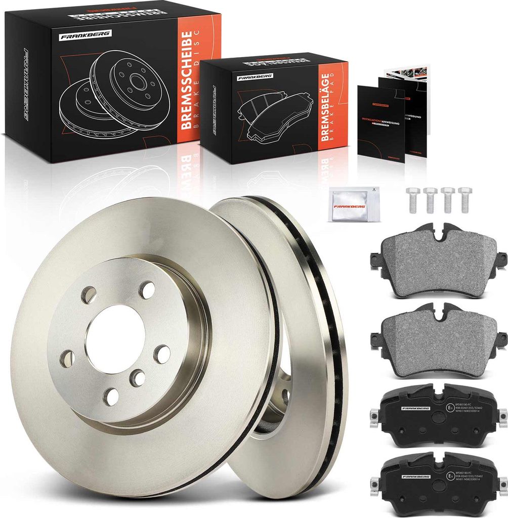 Frankberg 2x Bremsscheiben 4x Bremsbeläge Vorderachse für BMW 2 Active Tourer F45 2 Gran Tourer F46 1.5L 2.0L
