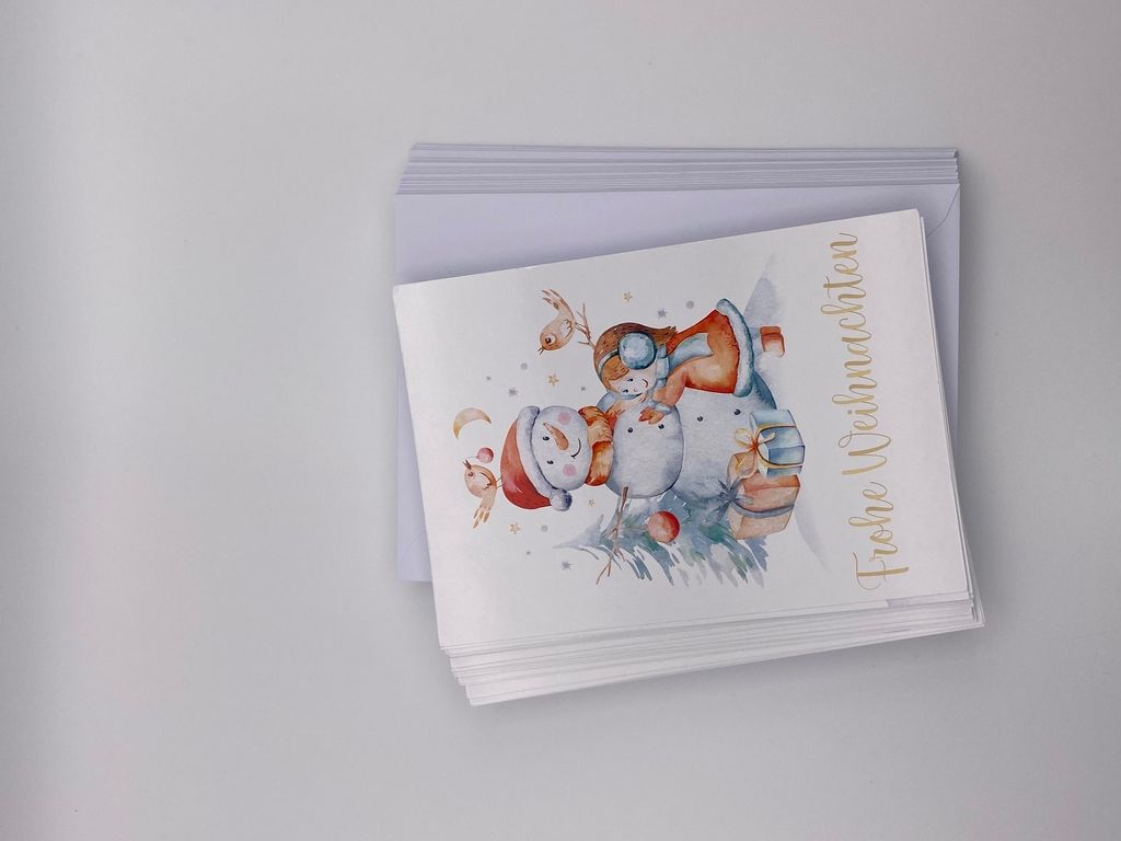 Friendly Fox Weihnachtskarten Set, 24 Weihnachtskarten mit Umschlag, A6 Aquarell Karten Weihnachten, Grußkarten Weihnachten Postkarte mit Briefums...