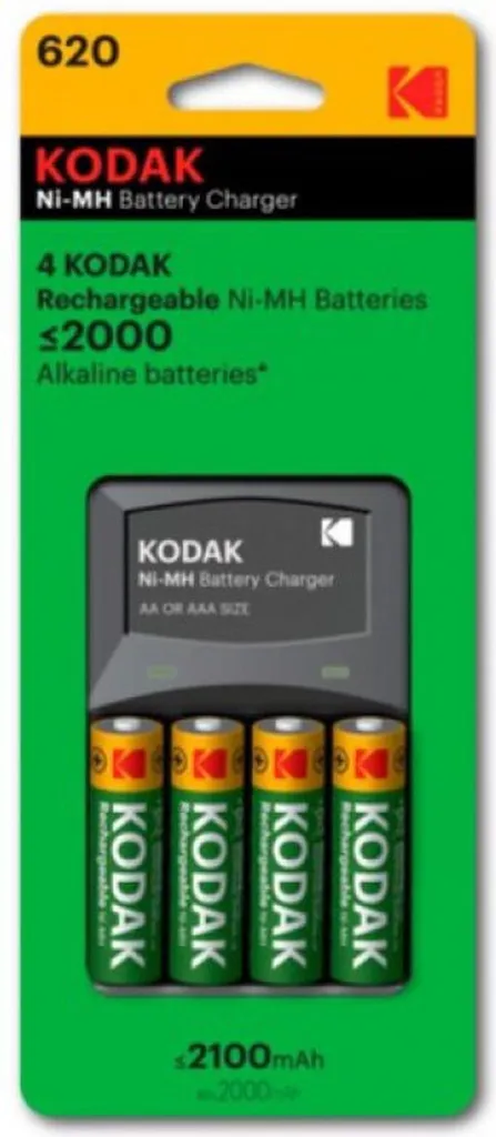 Chargeur de batterie Kodak rapide et compact pour piles AA et AAA Ni-MH