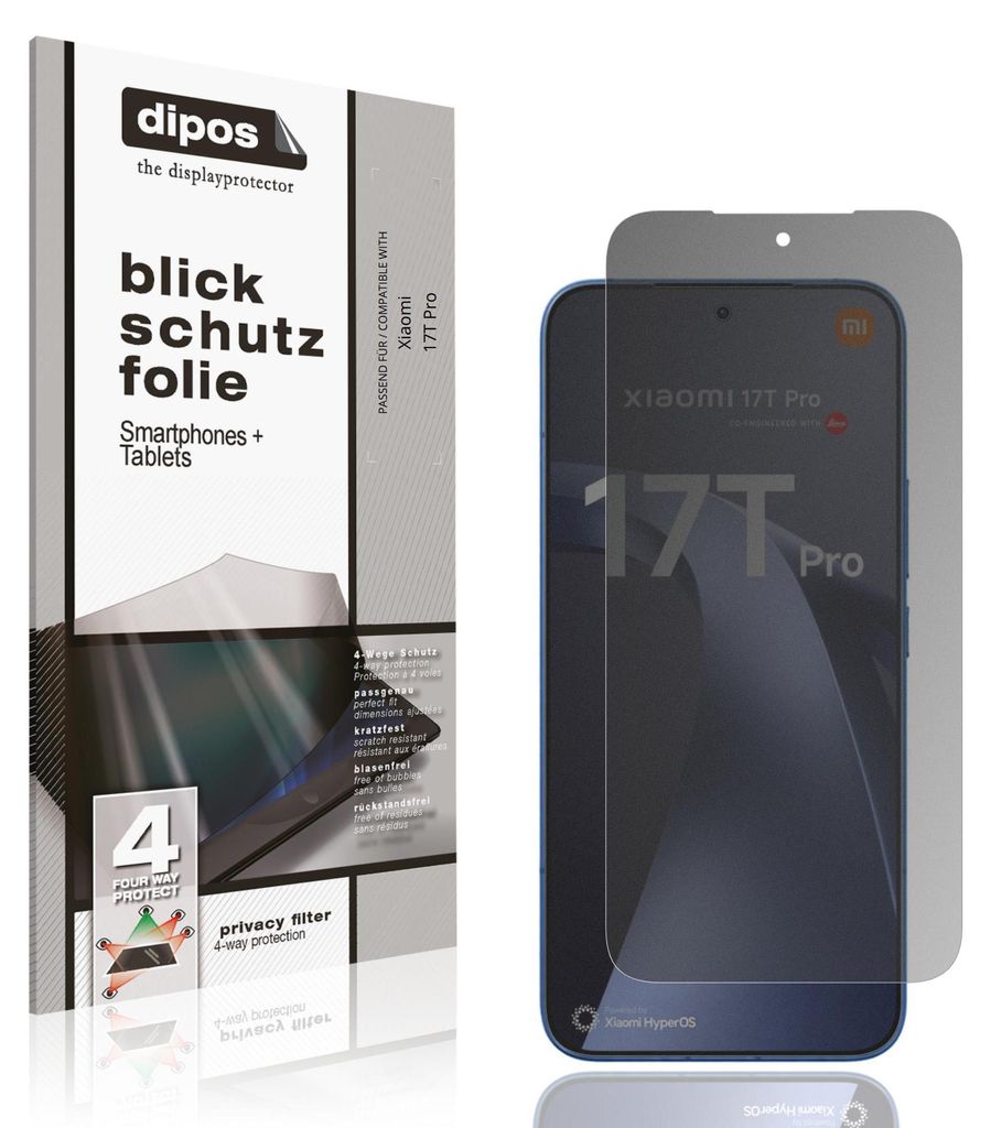 Blickschutzfolie für Xiaomi 17T Pro matt Schutzfolie Folie Display Schutz dipos