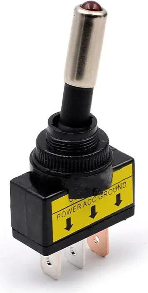 KFZ Kippschalter 12V 20A DC, Rot LED-beleuchtete, 3 Pin Produktbild 