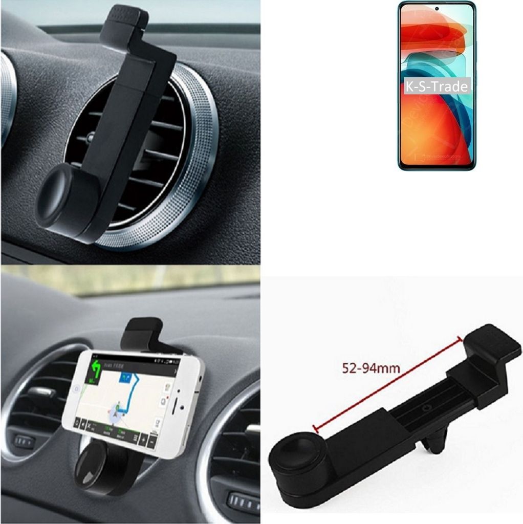 K-S-Trade Lüftungshalterung kompatibel mit Xiaomi Redmi Note 10 Pro China KFZ-Halterung Autohalterung Handy-halterung Lüftungsgitter