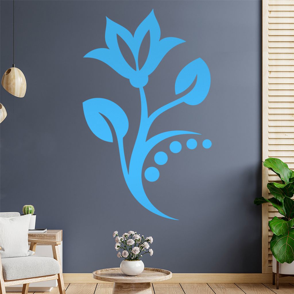 Blume - Linien Punkte Wandtattoo in 6 Größen - Wandaufkleber Wall Sticker - Dekoration, Küche, Wohnzimmer, Schlafzimmer, Badezimmer
