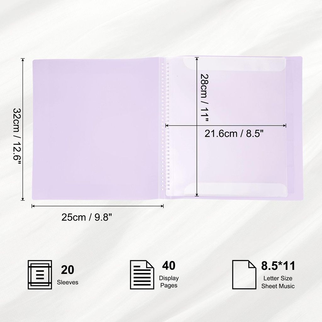 Notenmappe A4 20 Hš¹llen 40 Seiten Wasserdicht Pr?sentationsmappe Spiralbinder Organizer Chormappe 21.6 x 28cm fš¹r Klavier Gitarre Violine Not...