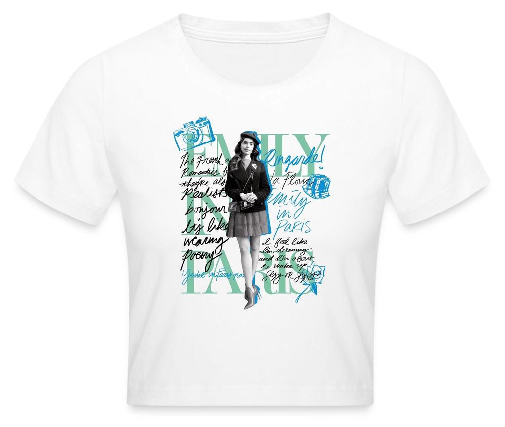 Spreadshirt Emily In Paris Emily Mit Zitaten Crop Top, M, Weiß