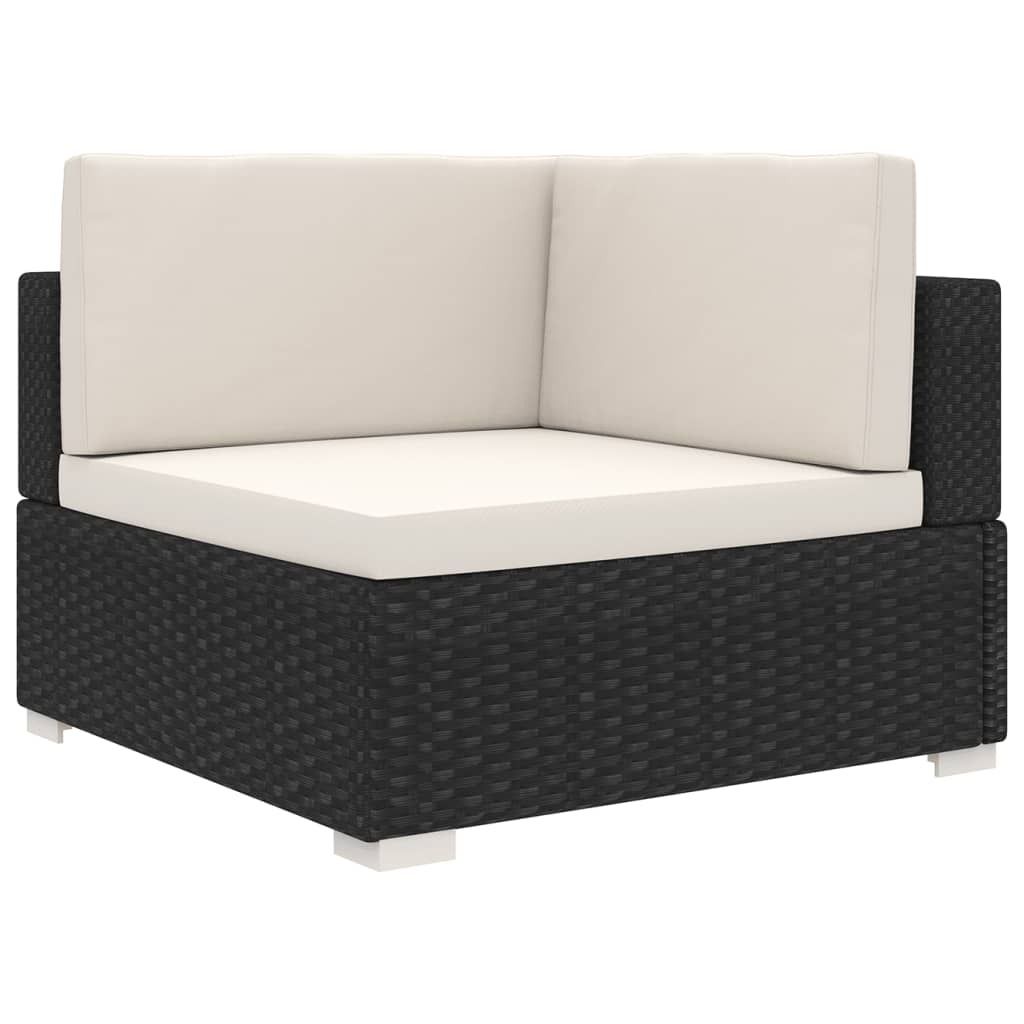 Möbel Modular-Sofa-Eckteil 1 Stk. + Auflagen Poly Rattan Schwarz - Gartenstühle 46798