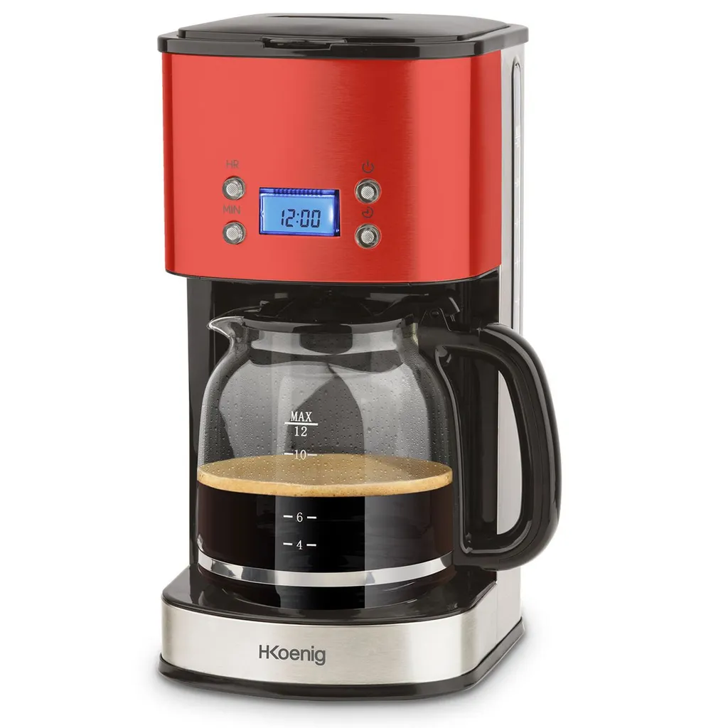 Caffettiera Americana HKoenig MG30 Rossa | Timer Digitale | Design Inox