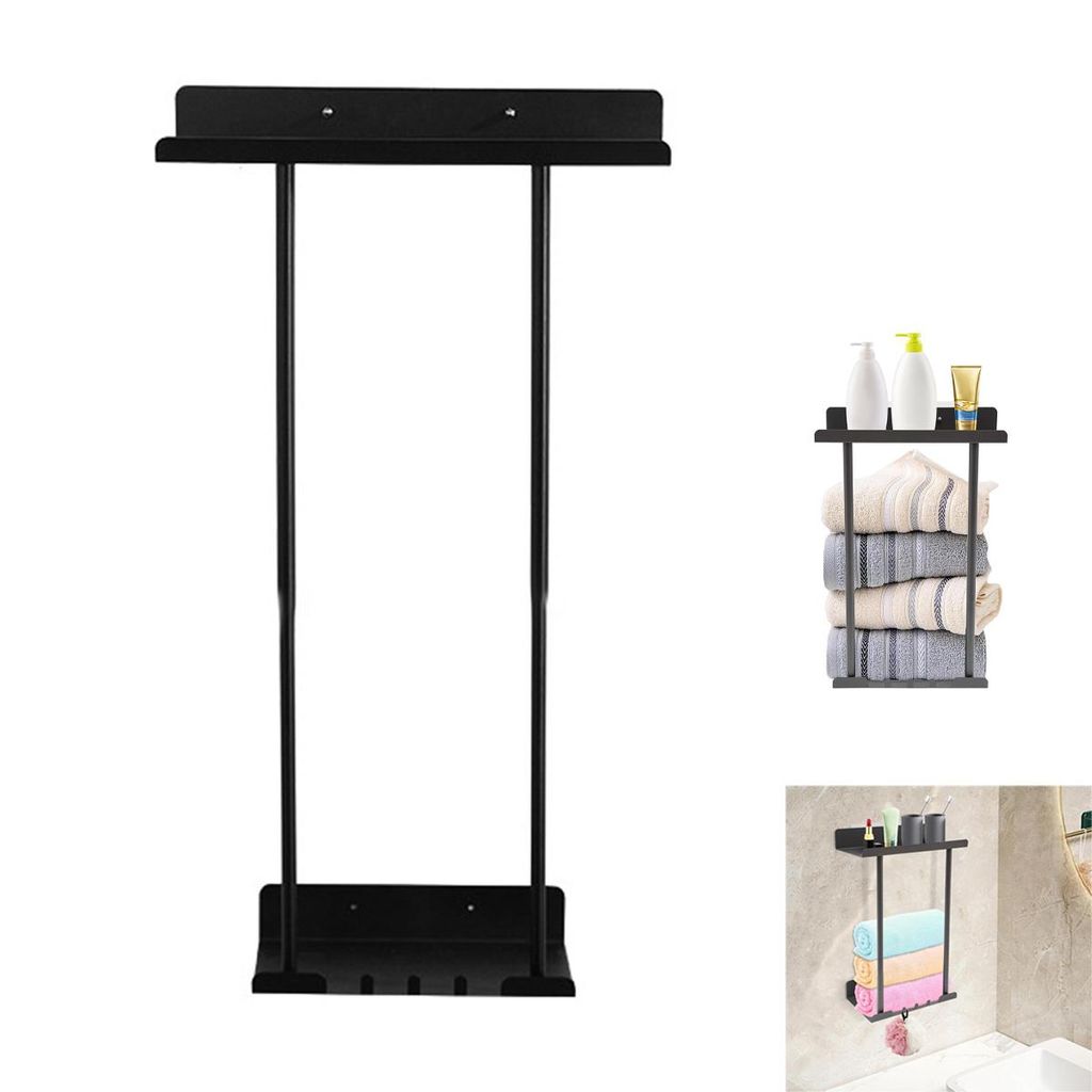 Handtuchhalter & -haken, Handtuchhalter fürs Badezimmer, Wand Handtuchhalter, Handtuchhalter fürs Badezimmer, Kohlenstoffstahl, 8x37,5x15 cm