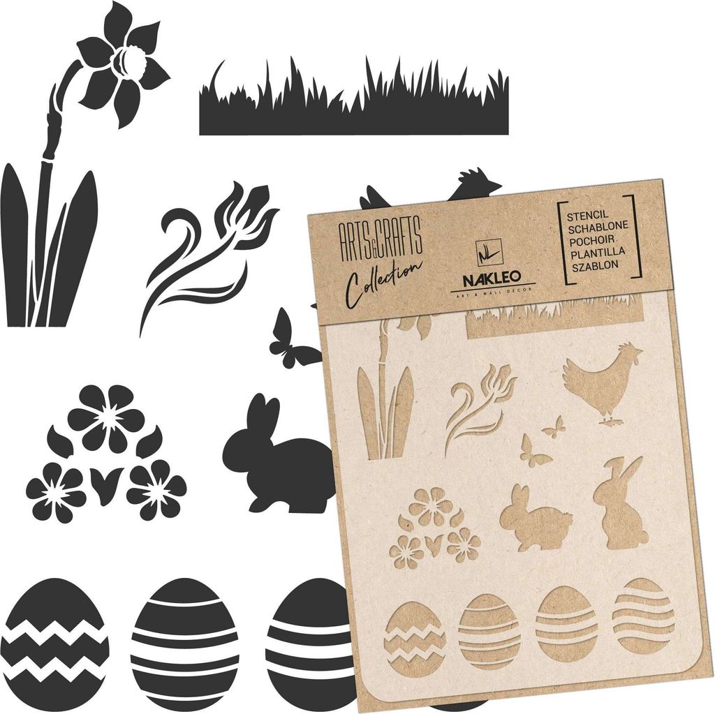Malschablone für Handwerk A3 30x42cm, Ostern Kaninchen Eier Muster, Wiederverwendbare Kunststoff DIY & Scrapbooking Zeichenschablone