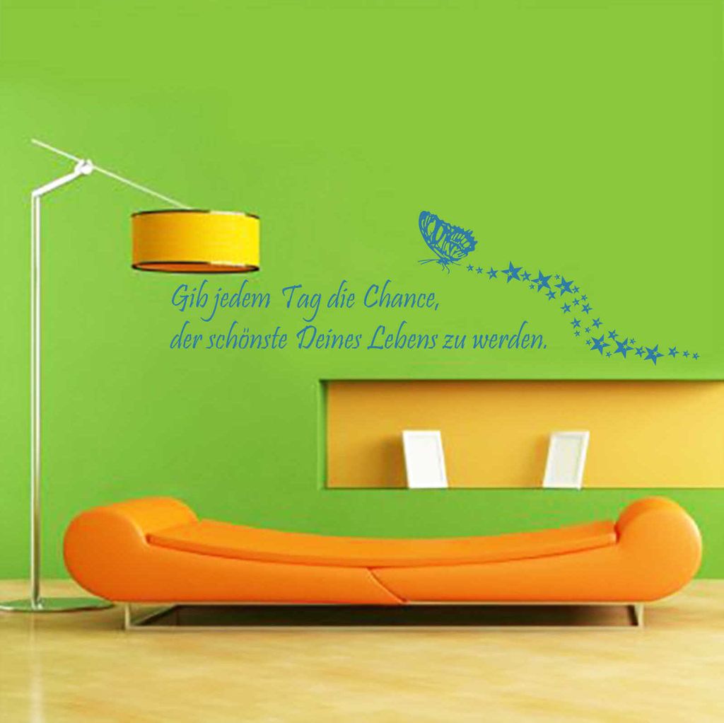Wandtattoo - Wandaufkleber - Wandtattoo "Gib jedem Tag die Chance..." - 150cm x 45cm hellblau - Dekoration Küche Wohnzimmer Wand