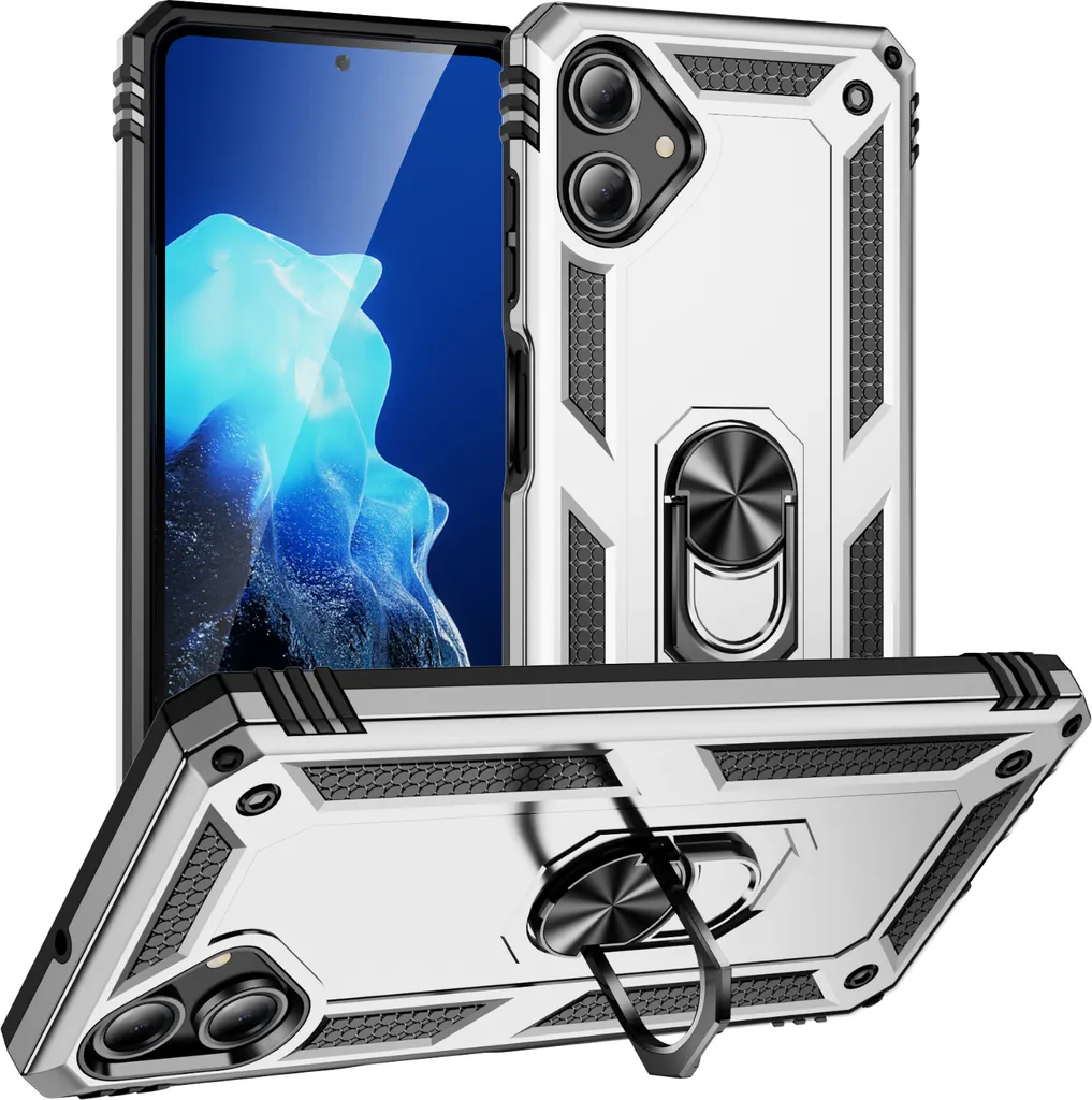 Custodia Samsung Galaxy A06 Argento Outdoor - Grado Militare con Anello