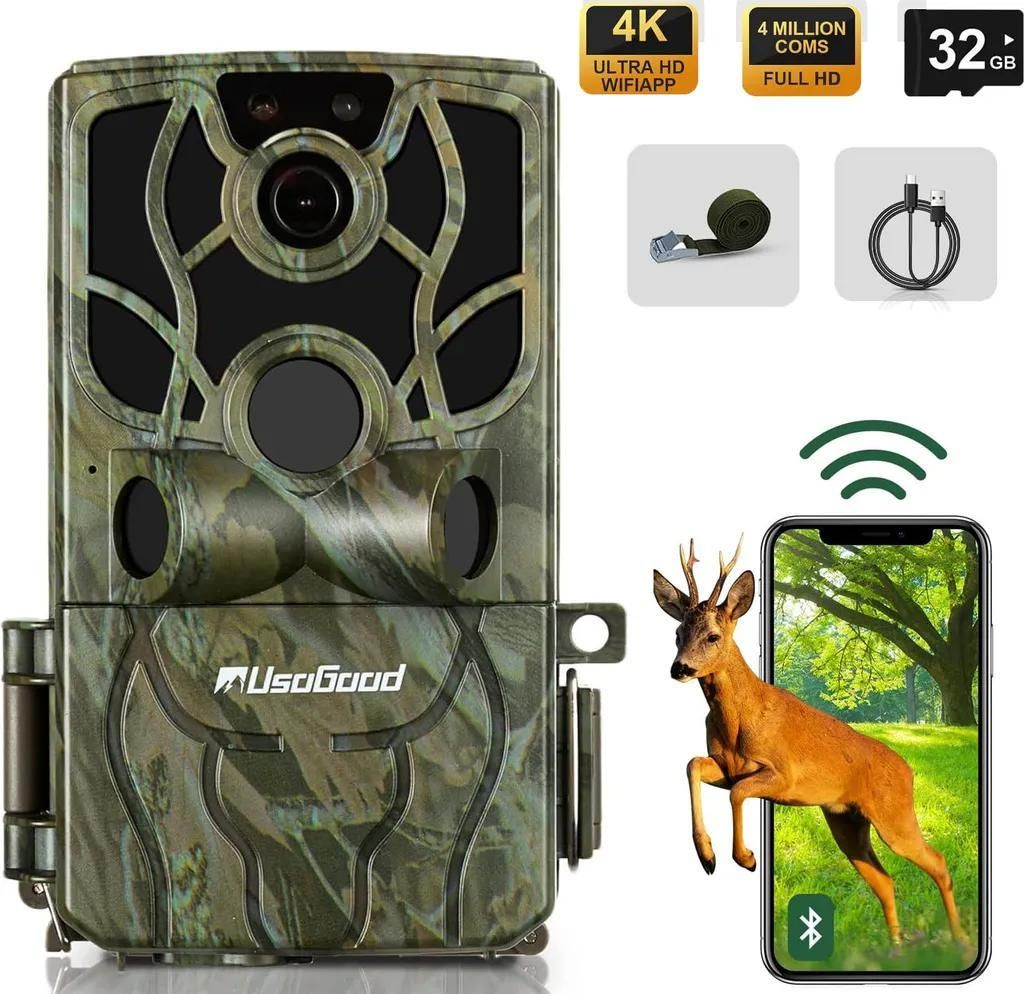 Wildkamera WiFi 4K 48MP mit 32GB Speicherkarte, Nachtsicht, Produktbild 