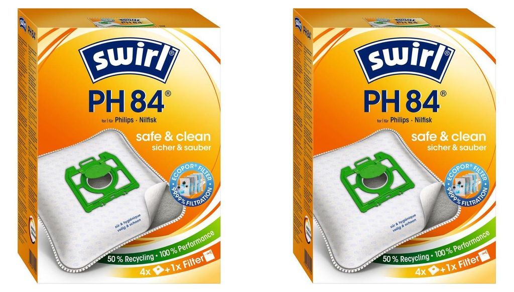 Two identical packages of Swirl vacuum cleaner bags.
