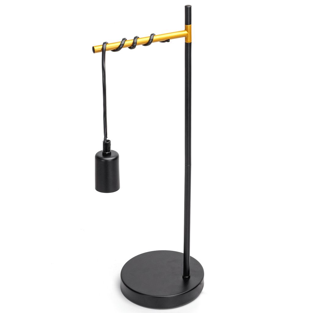 Aigostar Retro Tischleuchte E27, Industrielle Metall-Schreibtischlampe mit 180cm Kabel und Schalter, Nachttischlampe (ohne Glühbirne), Schwarz/Gold
