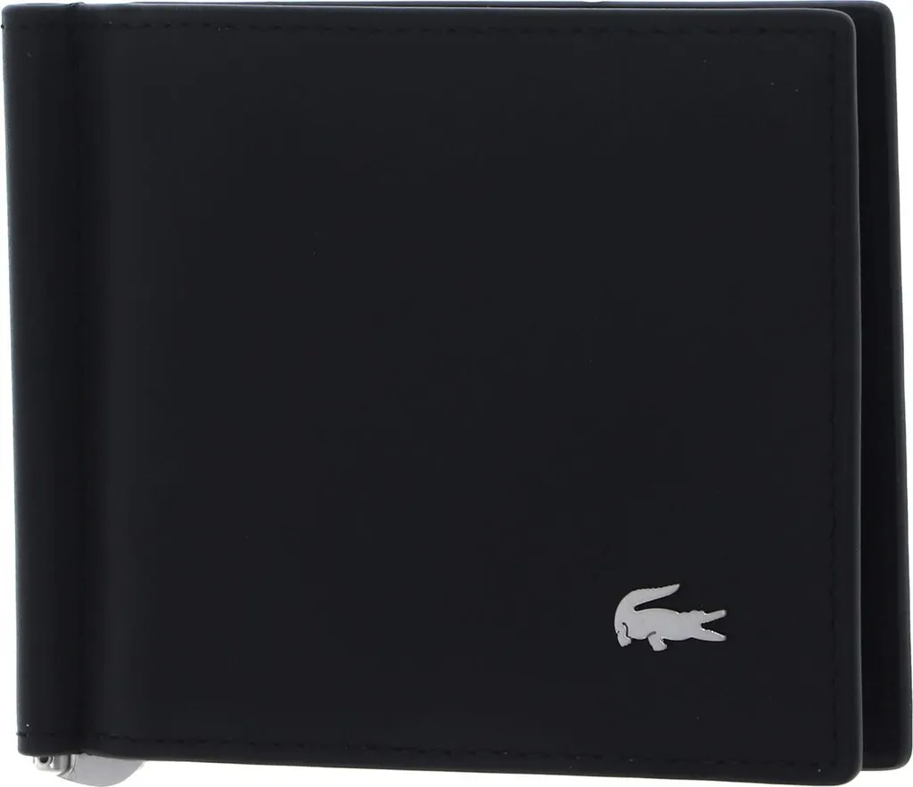 Lacoste FG Cuir Noir : Pince à Billets Homme Chic avec Porte-Cartes