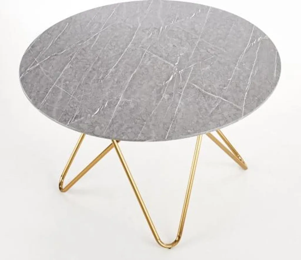 Table ronde Bonello plateau effet marbre et pied central métal robuste