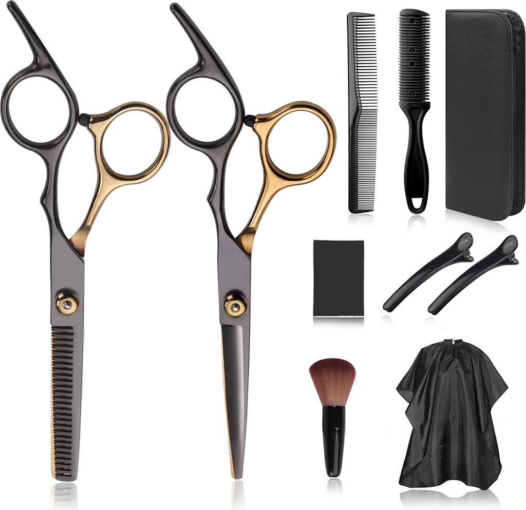 Friseurschere,Haarschneideschere Set,Flachschere,Ausdünnungsschere
