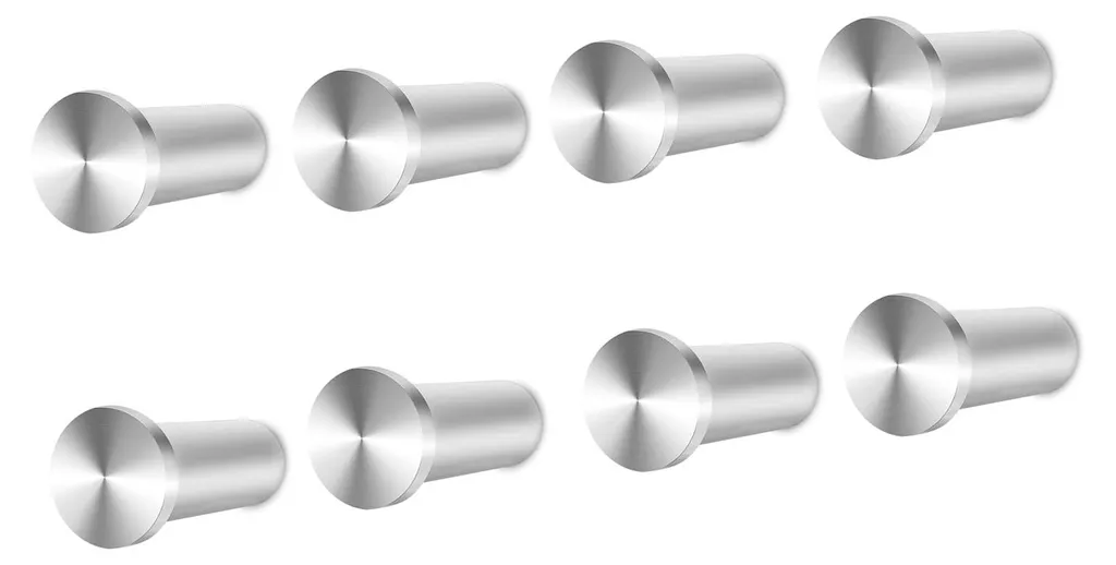 Patères murales robustes en inox pour salle de bains et cuisine x8