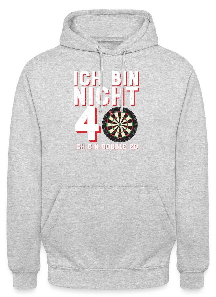 Spreadshirt 40. Geburtstag | Dartscheibe Design Uni Hoodie, 3XL, Hellgrau meliert
