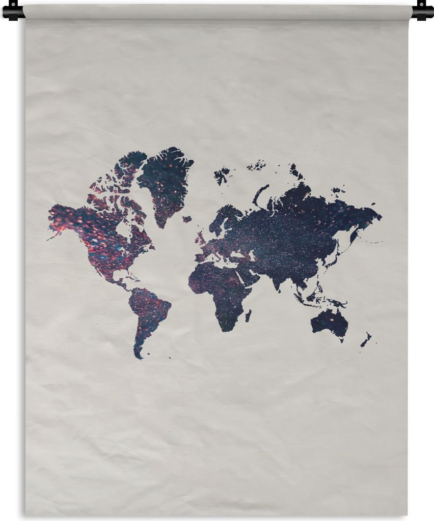 MuchoWow Wandteppich Wandbehang Weltkarte - Galaxie - Weiß 90x120 cm Tapisserie Dekoration Wandtuch - Wanddeko