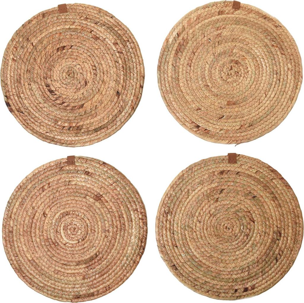 VIVANNO Tischset Wasserhyazinthe ILANA Rund, Natur geflochten - 35x0,50 cm