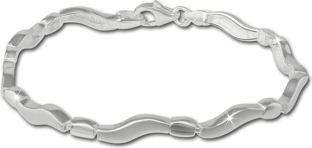 Bracelet argent 925 anti-rayures SilberDream mat 19cm motif vague femme