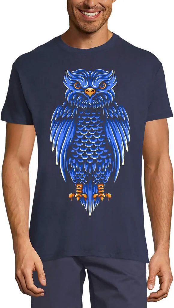 Herren Grafik T-Shirt Blaue Eule - Vintage Tier – Blue Owl - Vintage Animal – Öko-Verantwortlich Vintage Jahrgang Kurzarm Lustige Druck Geburt...