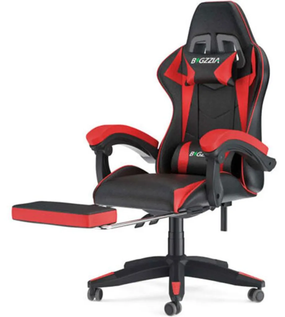 Chaise Gaming Ergonomique avec Repose-Pieds et Dossier Inclinable Noir