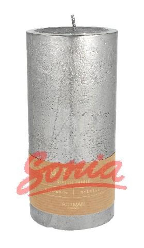 Artman Rustikale metallische dekorative Kerze - ein großer silberner Zylinder 1pc