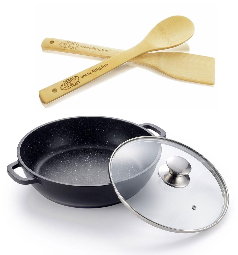 Bräter Ø28 cm mit Glasdeckel Aluguss Brat- Servierpfanne Produktbild 