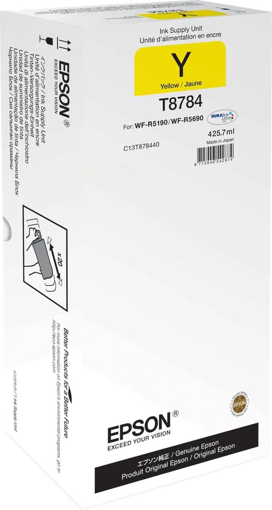Encre Epson T87844 Jaune Originale - Grande Capacité 425.7 ml Série T878