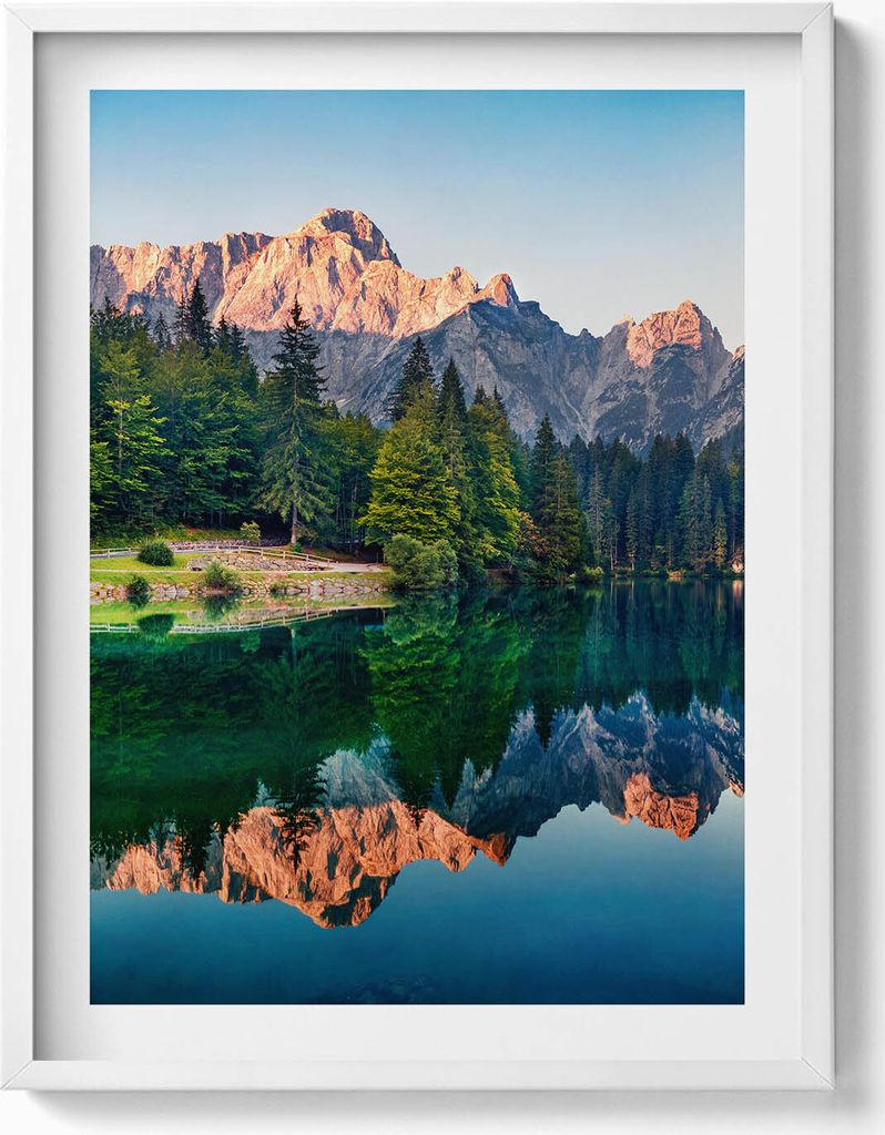 Seelandschaft– Wandbild mit Rahmen – Gerahmtes Bild – Wanddekoration – 60x80 cm – Weiß Rahmen