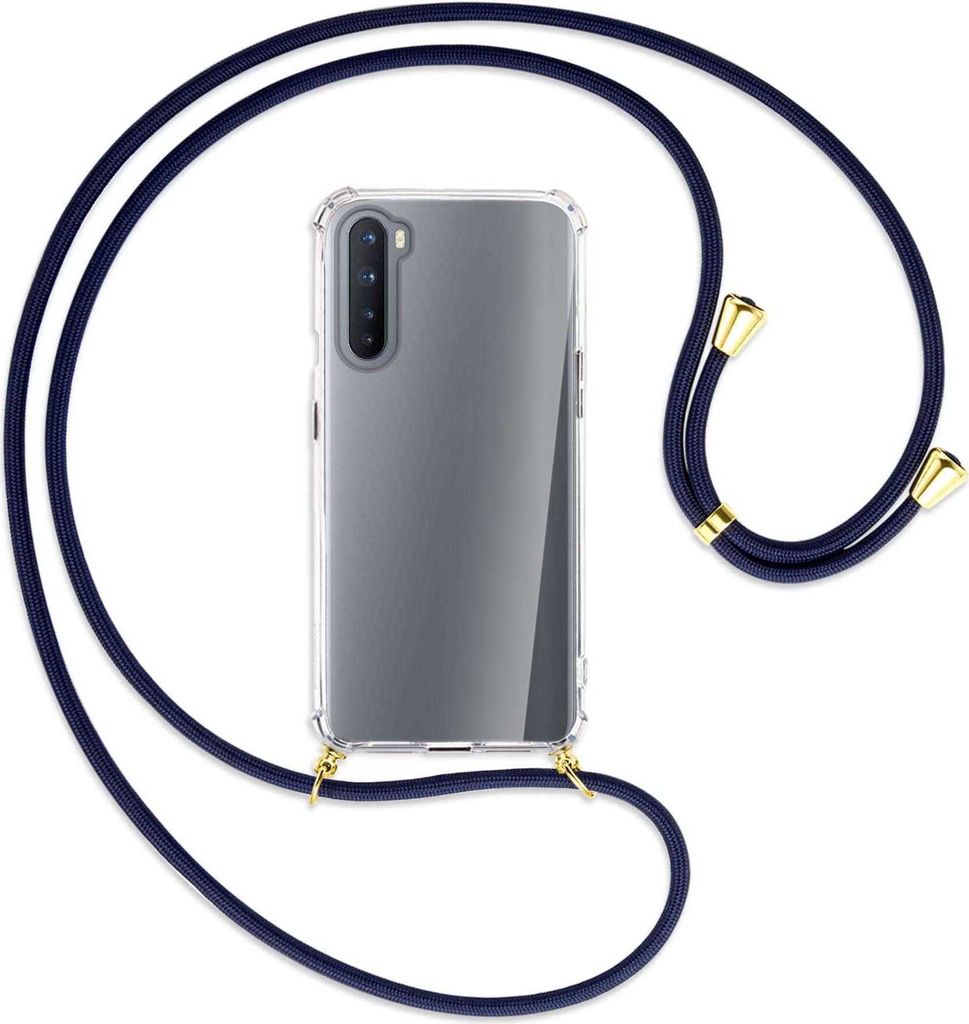 Handykette Backcover-Schutzhülle mit Band (Metall goldfarben) für OnePlus Nord 5G / OnePlus Z - dunkelblau