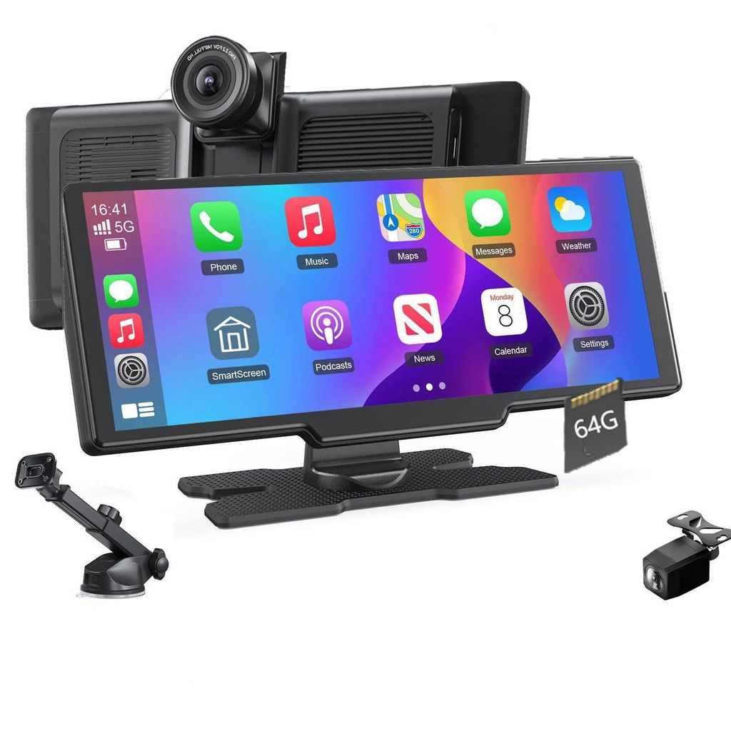 9.26 Zoll Monitor & Dashcam Kamera Carplay für Auto LKW PKW Wohnmobil 64GB Karte mit 1080P