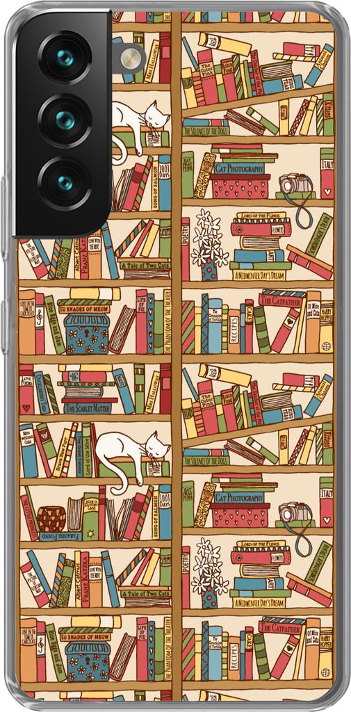 MuchoWow Handyhülle Schutzhülle Hülle für Telefoonhoesje Samsung Galaxy S22 Muster - Katze - Buch - Jungen - Mädchen - Kinder - Kinder Silik...
