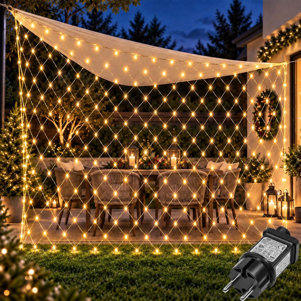 2X2m 144 lampki LED siatka świetlna siatka ciepła biel 8 Zdjęcie produktu 